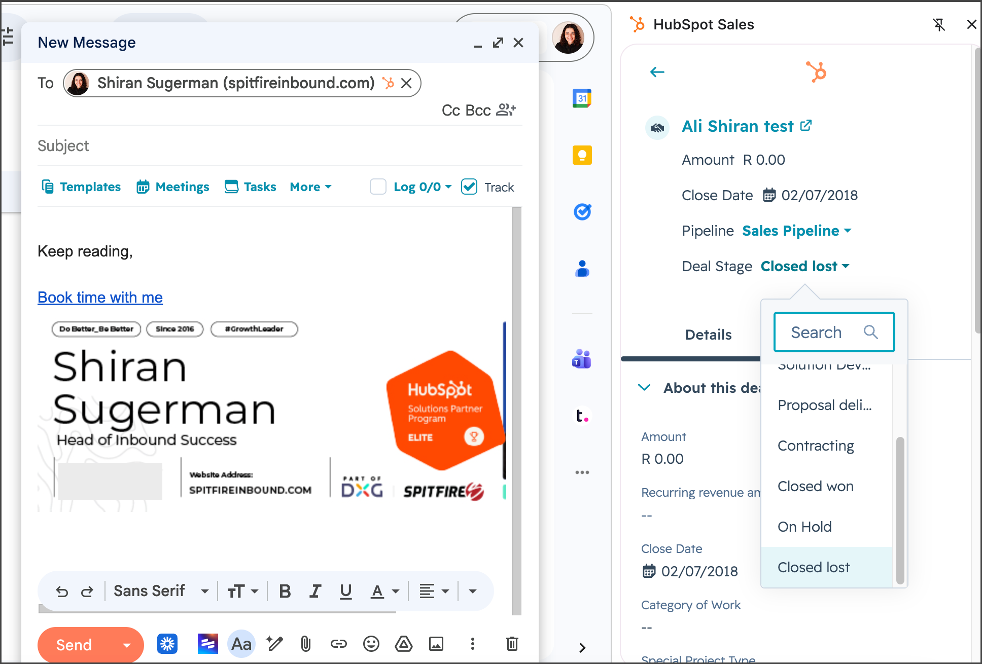 2. Deal context in Gmail extension