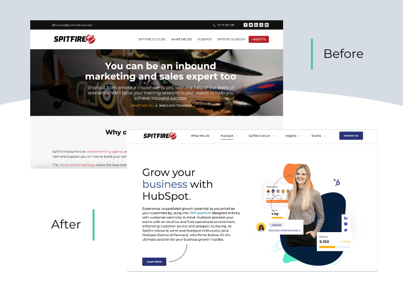 Website design before and after 