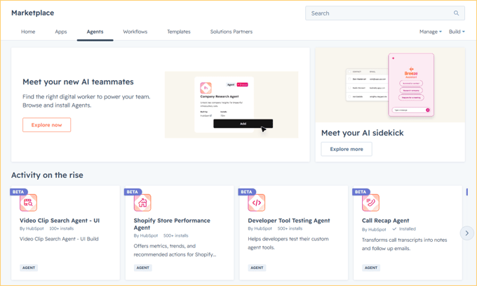 Find additional agents in the Agent Marketplace
