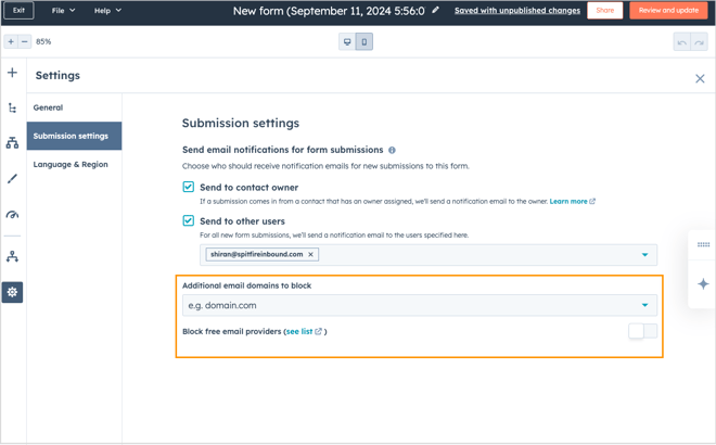 Block form submissions from specific domains