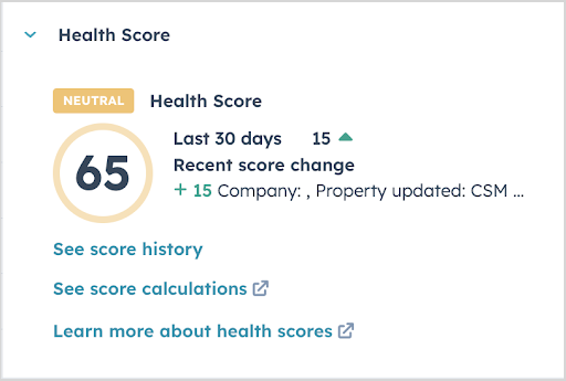 Company health score hubspot update