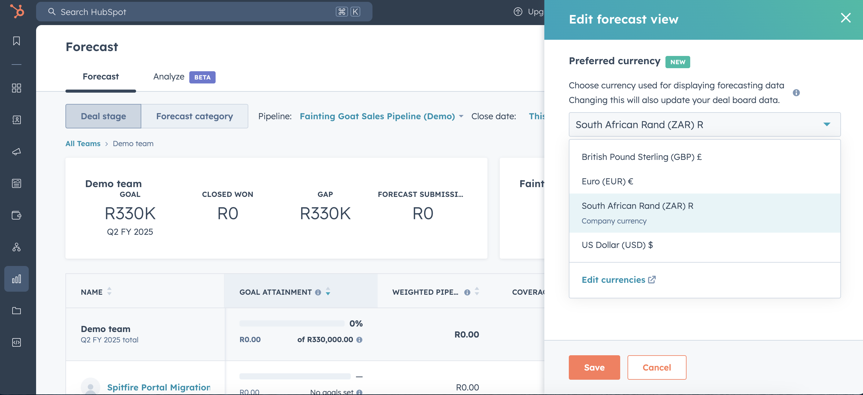 Currency forcasting in HUbSpot 2