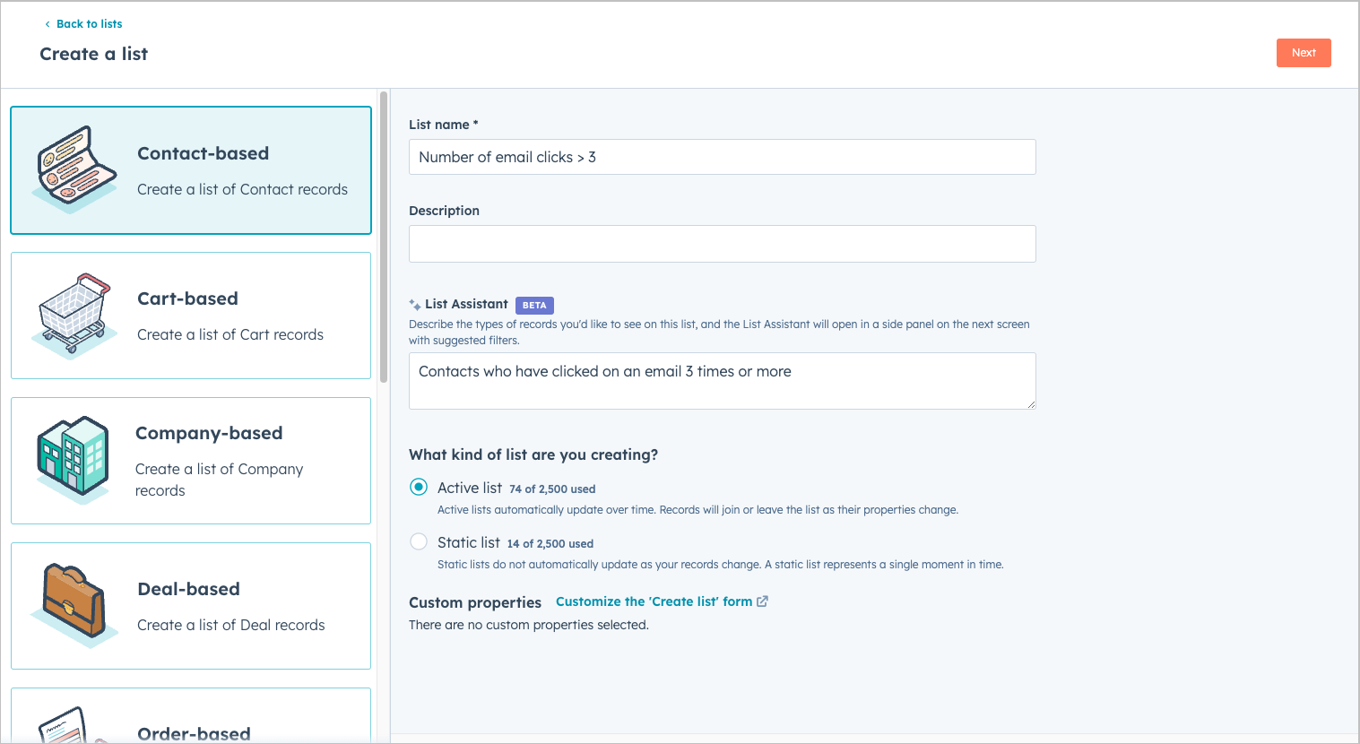 HubSpot AI List