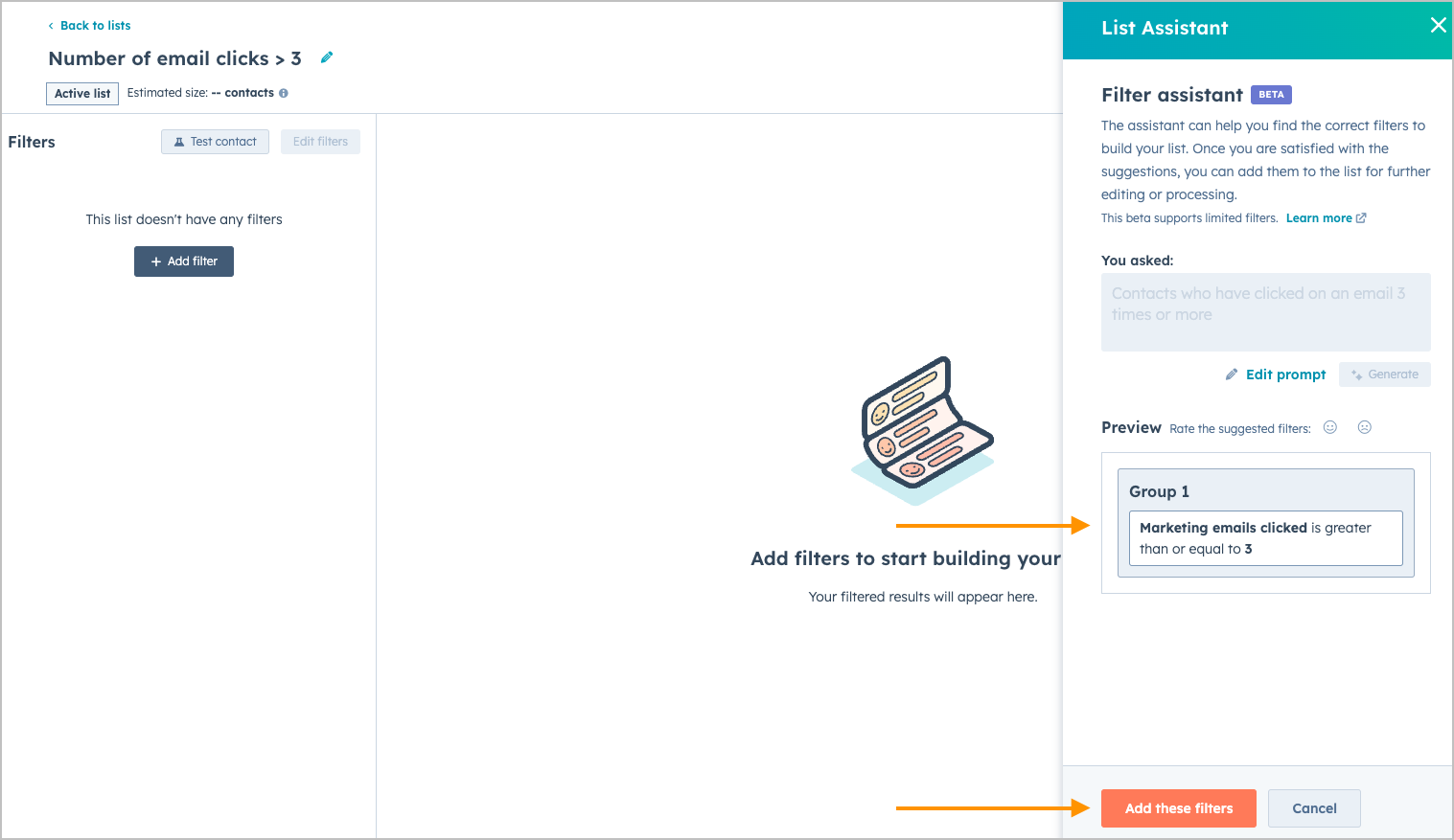 HubSpot AI lists 2