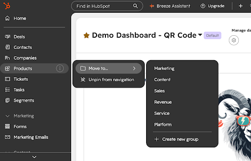HubSpot personalised navigation