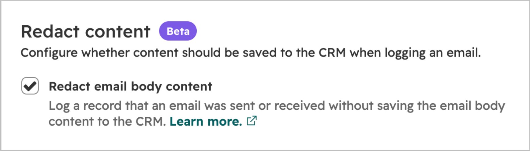 HubSpot redacted content settings