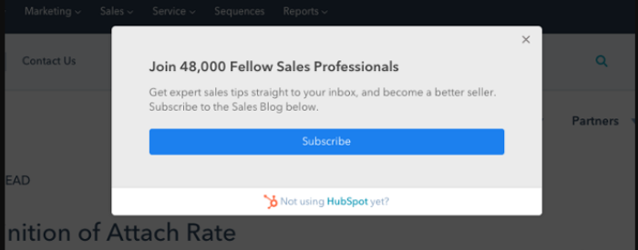 Hubspot popup