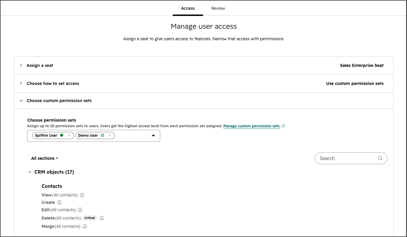 Multiple permission sets per user